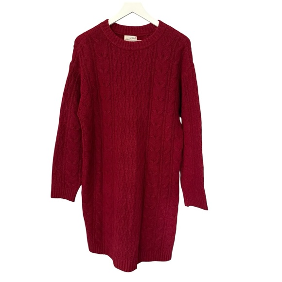 NWT Universal Thread Long Sleeve Cable Knit Mini Maroon Sweater Dress Size Small - Picture 11 of 12